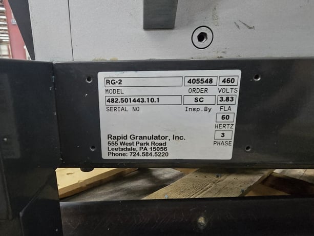 8.9" x 10.4" Rapid #RG2, granulator, 3 HP, 2 bed knives, 3 fly knives - Image 3
