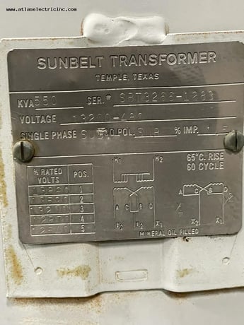 550 KVA 13200 Primary, 480 Secondary, Sunbelt, oil filled pole transformer, 1 Phase - Image 6