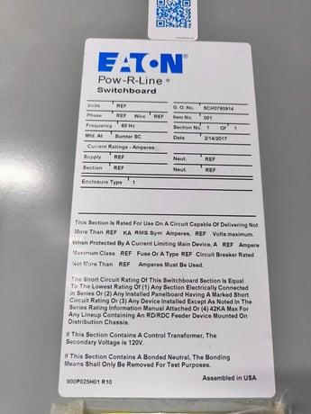 250 Amps, Eaton #PRL1A, Pow-R-Line Switchboard, Panel V48M28T7516M, Transformer KD3250, 2017 - Image 2