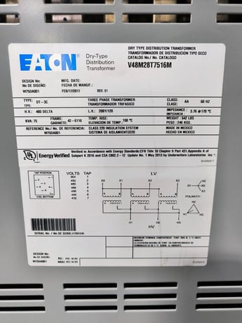 250 Amps, Eaton #PRL1A, Pow-R-Line Switchboard, Panel V48M28T7516M, Transformer KD3250, 2017 - Image 3