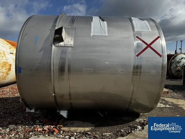 6800 Gal ICCNW Mix Tank, 304 Stainless Steel, 5 HP, 120" diameter x 132", dish bottom, baffles, 2021 - Image 1