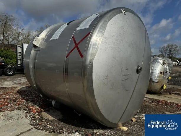 6800 Gal ICCNW Mix Tank, 304 Stainless Steel, 5 HP, 120" diameter x 132", dish bottom, baffles, 2021 - Image 3