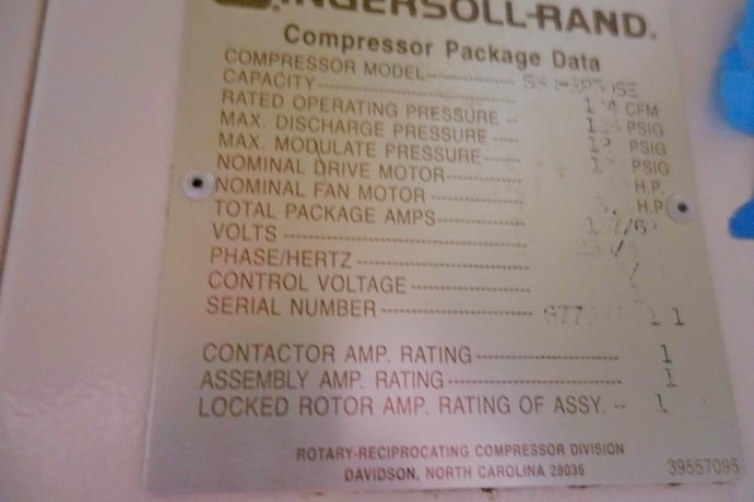 194 cfm, 125 psig, Ingersoll-Rand #EP-5-SE, screw type air compressor, 50 HP - Image 6