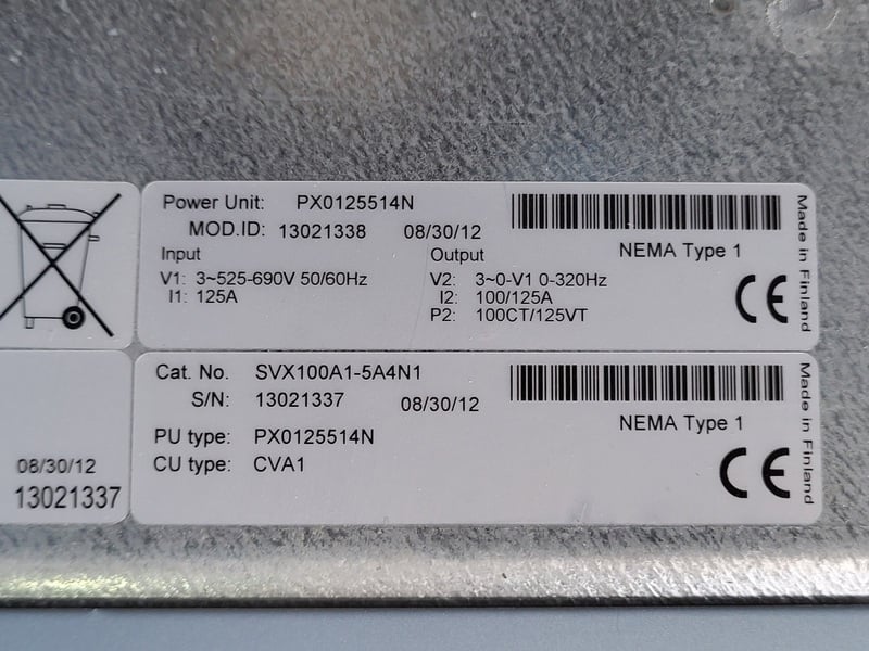100 HP Eaton, SVX100A1-5A4N1, VFD, 690 Volts, 125 amps, new surplus - Image 3