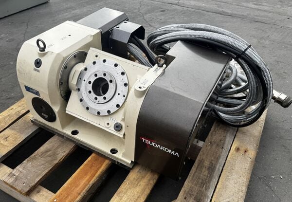6.3" Tsudakoma #TWA-160, tilting rotary table, control cables & air lines, 2017 - Image 1
