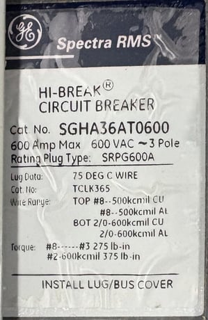 1200 Amp. General Electric #Spectra-Series, Main Power Panelboard, w/ (1)1200A/(2)600A/(3)150A/(1)100A Breaker - Image 7