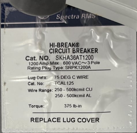 1200 Amp. General Electric #Spectra-Series, Main Power Panelboard, w/ (2)600A / (1)1200A Breaker - Image 3