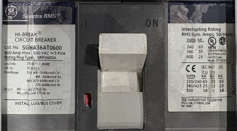 1200 Amp. General Electric #Spectra-Series, Main Power Panelboard, w/ (2)600A / (1)1200A Breaker - Image 6