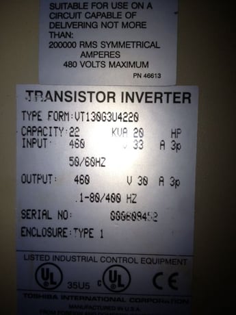 Toshiba, VT130G3U4220, VFD, 20 KVA, 460 Volts - Image 4