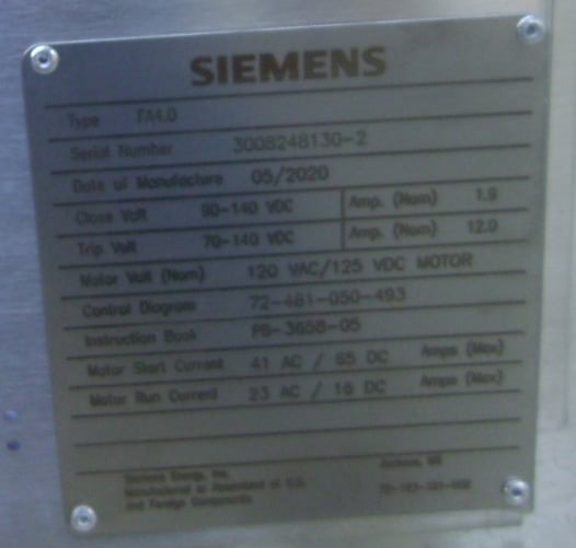 3000 Amp, SIEMENS, no. sps2-170-63-, 145-170 kV - Image 3