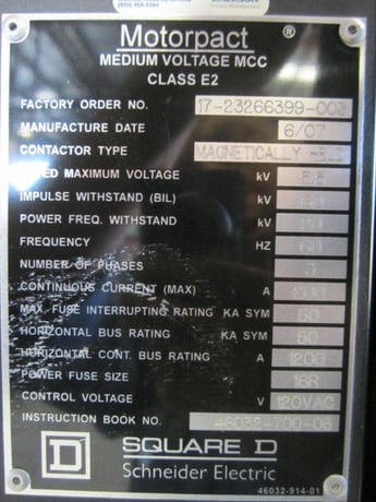 1750 HP SQUARE D MOTORPACT REDUCED VOLTAGE MOTOR STARTER, 4160 V, UNUSED - Image 4