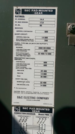 600 Amp, S & C, No. PMH-11, 14400 Volts, MINI-RUPTER SWITCH - Image 3