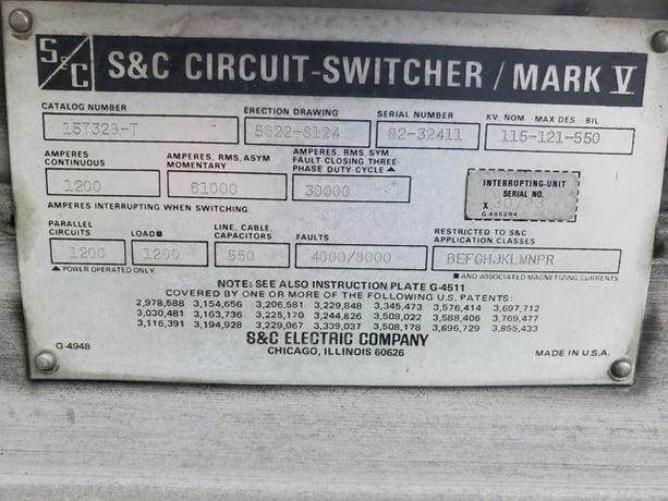 1200 Amp, S & C, No. MARK V, 121000 Volts, Circuit Switcher and Controller - Image 2