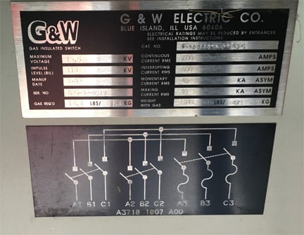 600 Amp, G & W, No. FPRAM33-376F-40PI, 15500 Volts, FUSED, 3-WAY GAS - Image 1