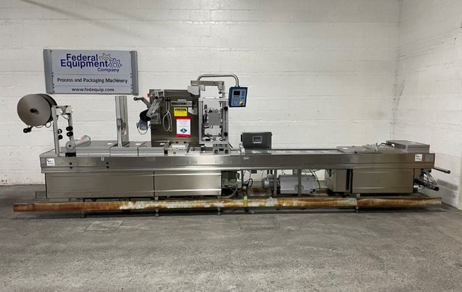 Multivac #R-230, Thermoformer, Busch Ra0100b5m3 Vacuum Pump, Neslab Chiller, Belt Conveyor, 220 V, 2001 - Image 1