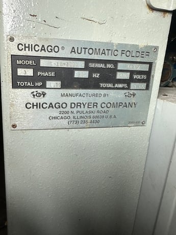 2-Lane Chicago Dryer #S-10-2000, folder, 480 V., 3.65 Amps - Image 9