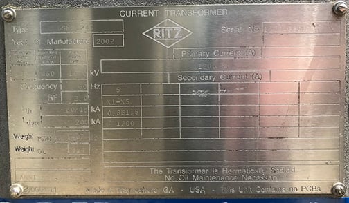 245 kV 245000 V, RITZ CURRENT TRANSFORMER OSKF245, 1200:5 MRCT - Image 2