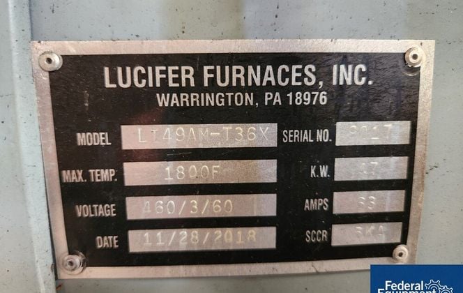 30" width x 30" H x 36" D Lucifer #LI49AM-T36X, Furnace, Electrically Heated, 1800&deg;F max Temp., 47 kW, 460 - Image 1