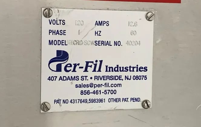 Per-Fil #Micro-SCW, loss in weight powder fill, 1-Head, 10-15 CPM, 96" L Bottle Conveyor, 120 V, 2012 - Image 2