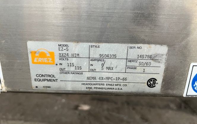 Eriez #EZ-5, Metal Detector, w/Plastic Chain Conveyor, 8" x 24" Aperture, 1.5" max width, 10" Feed length - Image 7