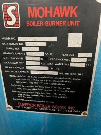 30 HP Superior #4-X-156, firetube boiler, nat gas, warranty, 1992 - Image 5