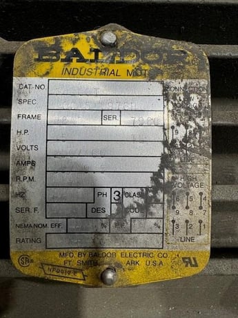 5 HP 75 RPM Baldor, Frame 284T, 3 phase, 230/460 Volts - Image 5