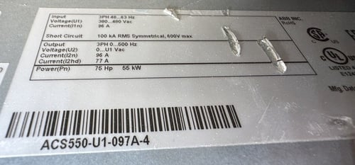 20 HP ABB, ACH550-UH-031A-4, AC drives, 31 amp, 480 Volts, 3 phase, serial #2083301888 - Image 8