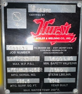 30 HP Hurst #CR2-G-15HTD, Boiler Low-Pressure Steam Boiler, nat gas Powerflame burner, 2012 - Image 4