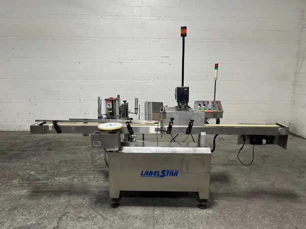 Labelstar #LS4000DX, Wrap-Around Labeler, Single-Head w/Feed Conveyor & Timing Wheel, 1/8 HP, 250 RPM, 130 V - Image 1