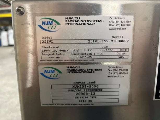 NJM #251VL, Labeler, 1 kW, 120 V, 2010 - Image 2