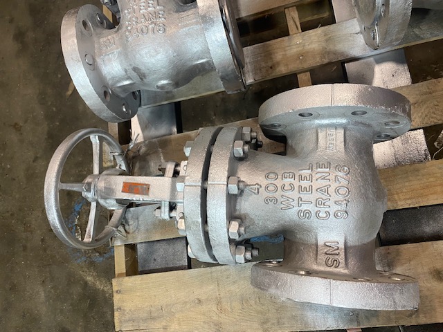 4" Crane #Class-400, steel manual ball valves, 1990, lot of 3 - Image 1