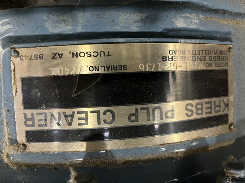 Krebs #P10L-CP-1736, pulp cleaner, serial #2401 - Image 2
