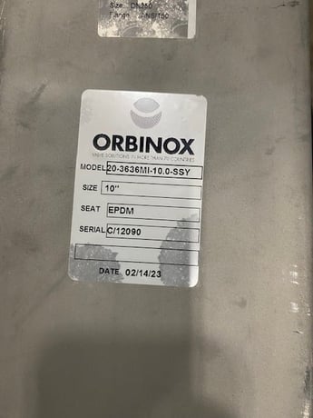 10" Orbinox #20-3636MI-10.0 SSY manual slide aget valve, unused, new, 2023 - Image 2