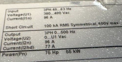 75 HP ABB, ACS550-U1-097A-4, 55 KW VFD, 480 Volts - Image 4