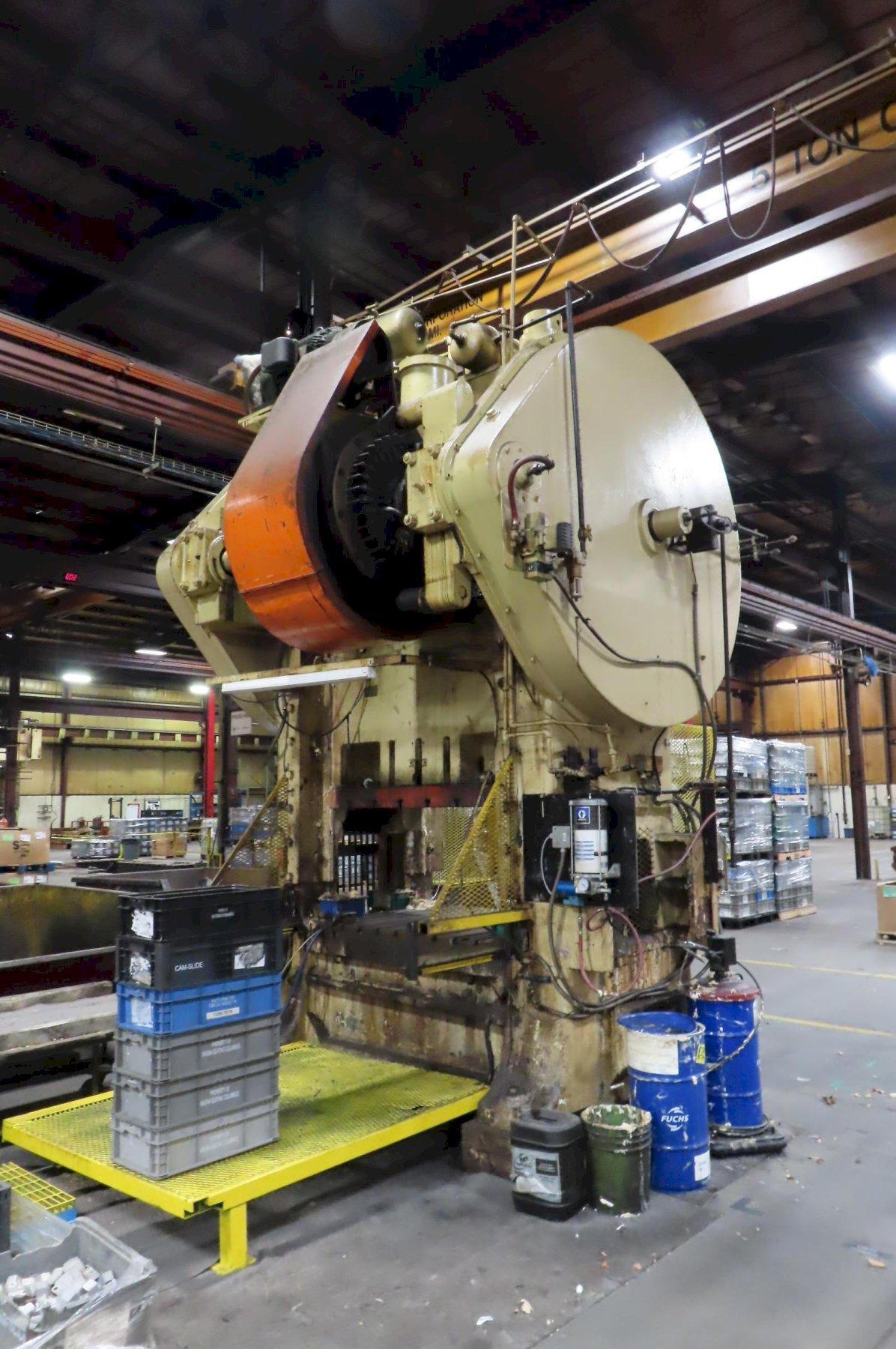 300 Ton, Minster #S2-300, straight side press, 6" stroke, 22.5" Shut Height, 50 SPM, 14" adjustment - Image 4