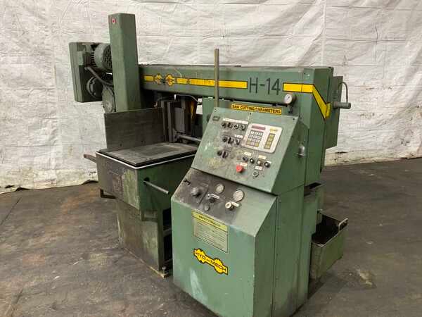 14" x 14" Hyd-Mech #H-14A, horizontal band saw, 15' 4" x 1-1/2" blade, power down feed, 60-350 SFM - Image 1