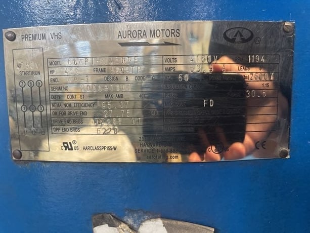 450 HP 1200 RPM Aurora, Frame 5809TP, WPIBB, 4160 Volts, New Surplus - Image 2
