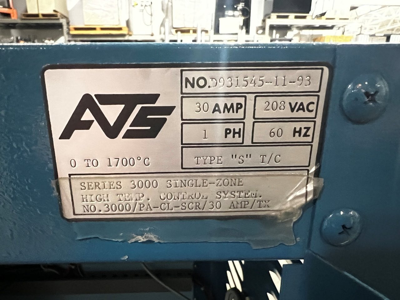 16" width x 4" D x 18" H ATS #3320, high temperature testing furnace, 1700°C, 208 V., 1 phase - Image 7