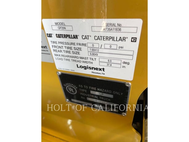 Caterpillar Mitsubishi GP25N5, Forklift, 1511 hours, S/N: AT35A11836, 2022 - Image 6