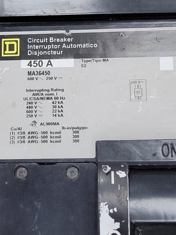 450 Amps, Square D, MA36450, 600 Volts, AS IS - Image 3