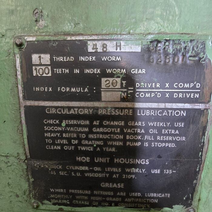 Gould & Eberhardt #48HWD, heavy duty vertical gear hobber. 2 DP, differential, tailstock, excellent condition - Image 10
