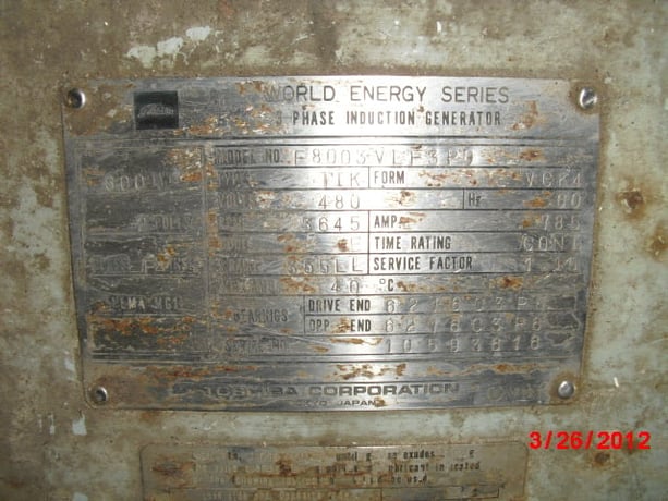 700 HP 3600 RPM Toshiba, Frame 355LL, Drip-Proof Ball Bearing, 480 Volts - Image 3