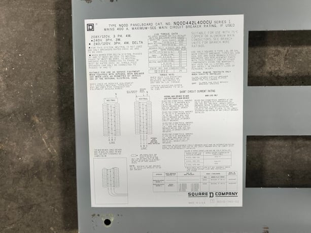 400 Amp. Square D, NQOD442L400CU, Panelboard, 120/208 VAC, 3 PH, 4 wire, 42 Space, w/ 28 breakers - Image 8