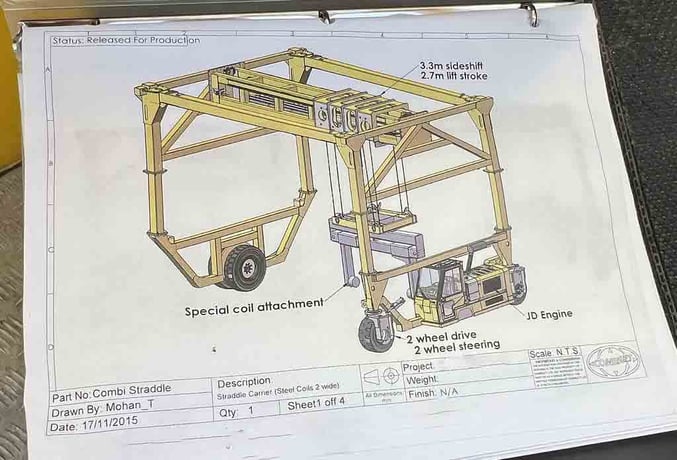 40 Ton, Combilift #SC3, mobile crane lift, 80" coil width, 8.8' vertical lift, John Deere engine - Image 5