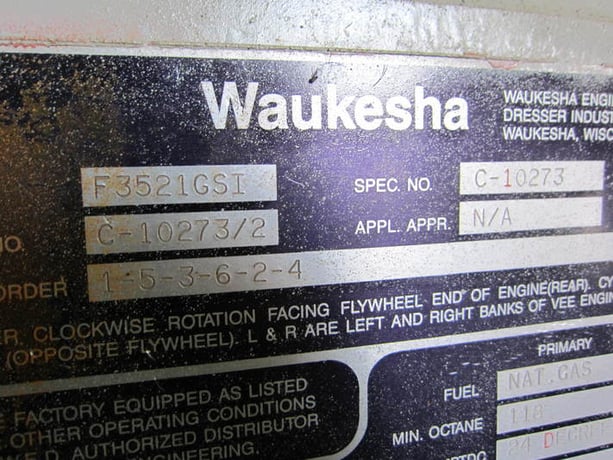 738 HP Ariel #JGK/2, reciprocating compressor, 2 throws, 2 stages, 1200 RPM, Waukesha F3521GSI NG engine, 1991 - Image 5