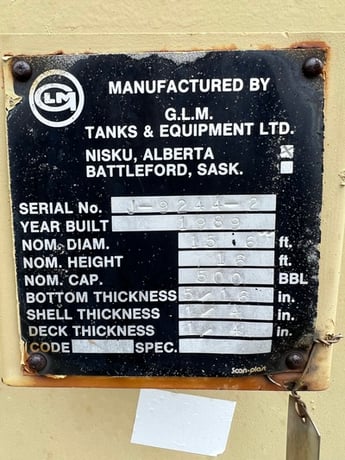 500 bbl Storage Tank, 1989 - Image 2
