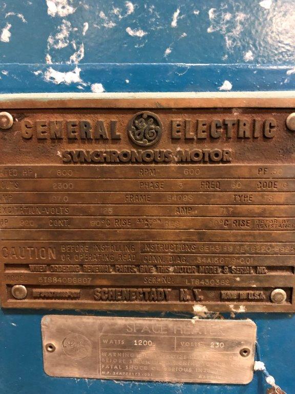 800 HP 600 RPM General Electric, Frame 8409S, synchronous motor, 2300 Volts - Image 5
