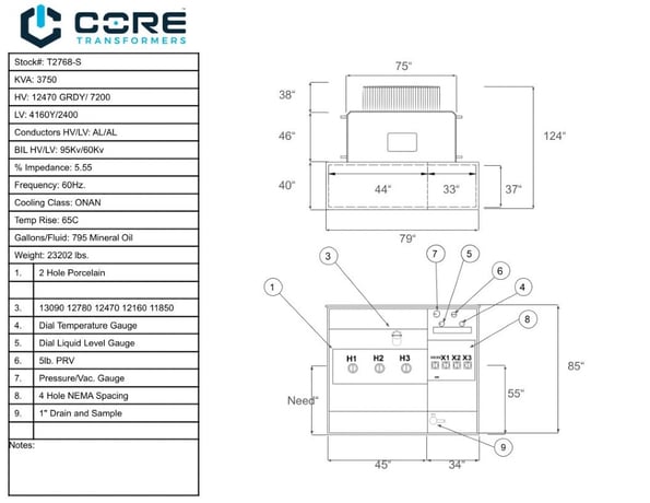 3750 KVA 12470Y/7200 Primary, 4160Y/2400 Secondary, ProCore, padmount transformer - Image 3
