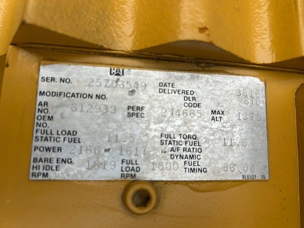 1500 KW Caterpillar #3516, 277/480 Volts, 3-phase, 2299 hours, 2168 HP @ 1800 RPM, Kato 4P6-3300 generator - Image 6