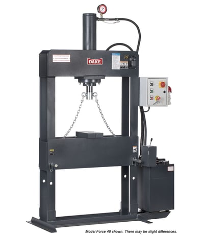 100 Ton, Dake #Force-100, H-Frame Press, 100 mm Ram diameter, 19" Ram Travel, 180 mm Bore, 35" max Ram to - Image 2